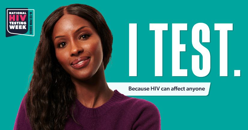 Picture of a woman promoting National HIV Testing Week