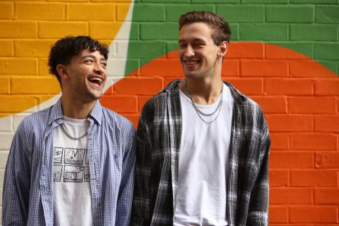 two men laughing